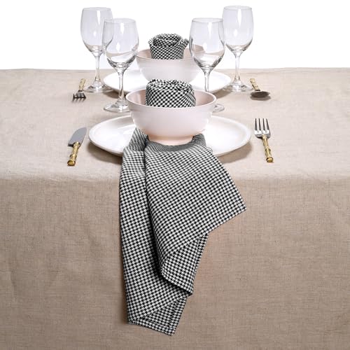 Native Fab 57429 100% Cotton Cloth Napkins 18X18 Inches, Houndstooth Dinner Napkins, Set Of 4, Soft Breathable Absorbent, Machine Washable Cloth Napkins cover