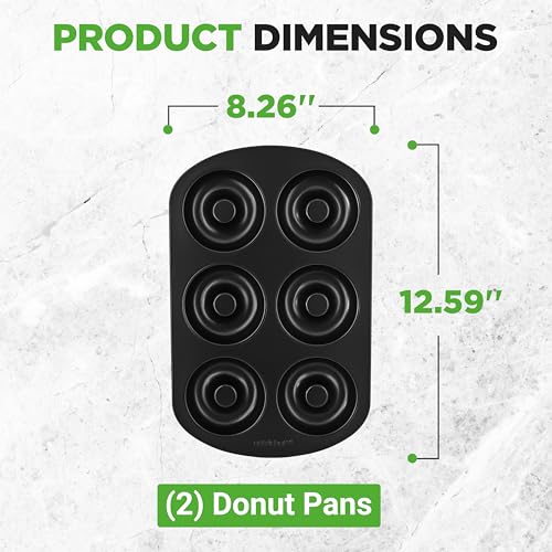 NutriChef Nonstick Donut Pans for Baking | 6 Durable & Easy to Clean Doughnut Molds | Fits Full-Sized Doughnuts | Oven Safe Up To 450F | Bake Perfect Donuts & Bagels | 12.5 x 8.5 Donut Trays | 2 Pack by NutriChef - Image 7