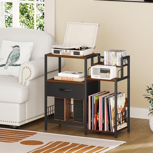 Snughome AV Media Stand, Audio Video Rack DVD Video Game Storage Shelves Record Player Stand Entertainment Center Stand Media Stereo Cabinet - Image 5