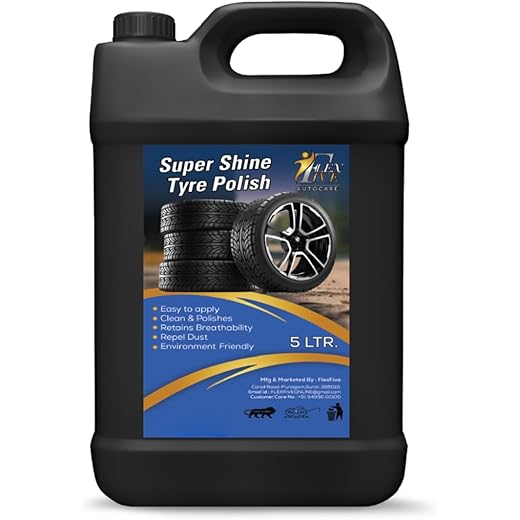 FLEXFIVE Ultra Wet Black Shine Tyre Polish Liquid Non-Greasy Tyre Polish, Long Lasting & Dirt Repellant (5 Liter)