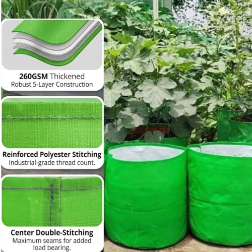Image of Premium HDPE UV Stabilised GrowBag Size 12x12 Inch Pack of 3 | 260 GSM Round Shaped Green Colour | Suitable for Brinjal, Tomato, Capsicum, Cabbage