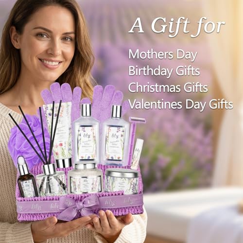 Image of 15Pcs Spa Bath Gifts Set Kit - Relaxing Lavender Spa Gift Baskets for Women