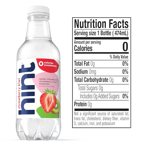 Image of Hint Fruit-Infused Bottled Water, Strawberry Kiwi - Sugar Free Flavored Water with Zero Calories, Naturally Flavored, and No Artificial Sweeteners - 16 Fl Oz (Pack of 12)