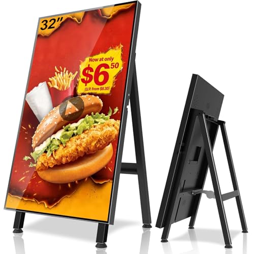 Image of 32 inch Digital Signage Display, 700nits Portable Digital Signage, LCD Advertising Display, Plug&Play, CMS, 24 /7 Operation, Split Screen, HDMI /USB /WiFi /Android with Auto Media Player for Restaurant, Cafe