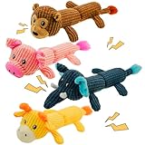 YOUBEMAGIC 4 Pack Squeaky Dog Toy No Stuffing with 2 Squeaker Body, Plush Animal Interactive Chew Dog Toy for Small Medium Large Dogs