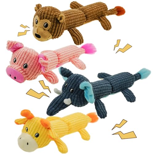 YOUBEMAGIC 4 Pack Squeaky Dog Toy No Stuffing with 2