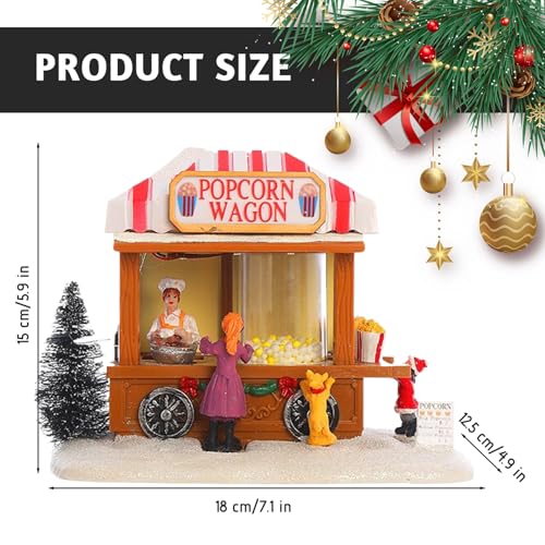 Wagon de Pop-Corn Miniature Illuminé pour Décoration de Table Hivernale - 6