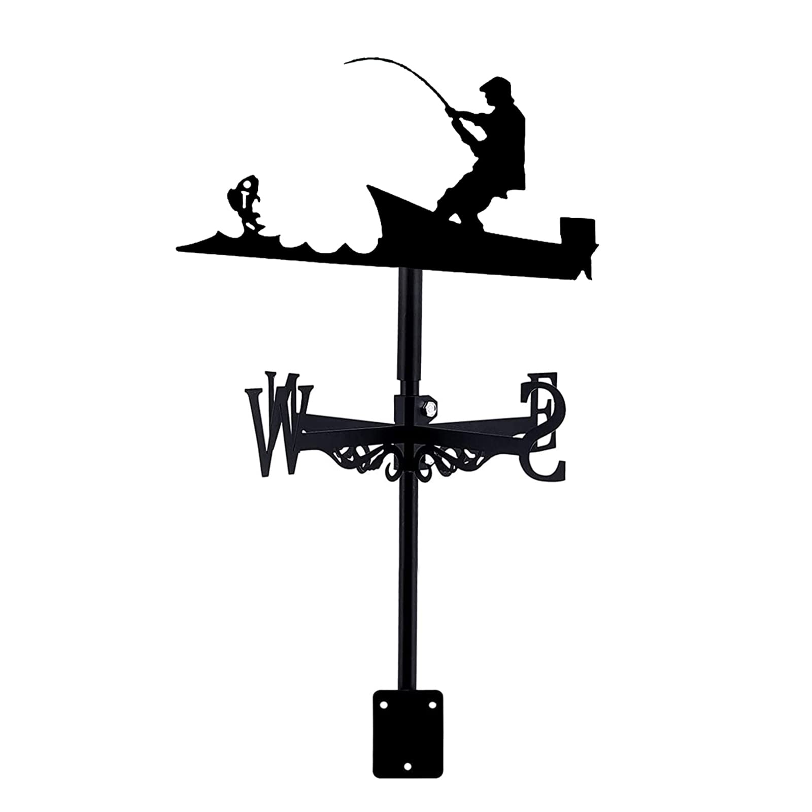 EICOFF Exquisite Metal Weather Vane Ornament Creative Fishing Weather Vanes for Roof Weathervane Outdoor Gardens Carpentry Wind Direction Indicator Iron Art Patio Lawns for Cupolas Farm Sheds Yard