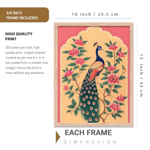 Image of kotart Traditional Indian Pichwai Wall Art Paintings with Frame for Home Decor - Framed Wall Painting for Living Room Bedroom Office Room Decor - Painting for Wall Decoration - (10x13 inch, F)