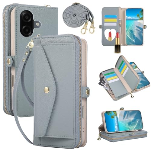 Étui pour Samsung Galaxy A36 5G portefeuille bleu antichoc avec bandoulière anti-perte