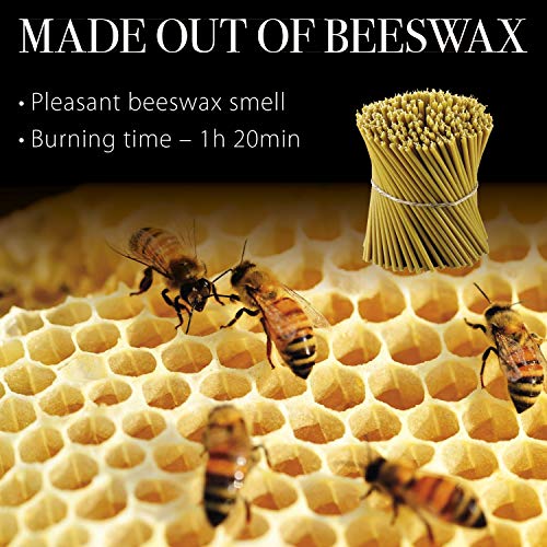 Danilovo Ritual Kerzen 100% Bienenwachs (Gelb) - Orthodoxe Kerzen für Gebet Tischdeko Hochzeit - Ungiftig, Ruà - Tropffrei, Nachhaltige Produkte, N60, Höhe: 20,5 cm, à 6,6 mm (50 stück) – Bild 3