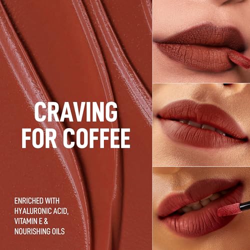 Image of RENEE Stay With Me Matte Transferproof Liquid Lipstick- Craving for Coffee| Waterproof & Smudge-proof | Bold Pigment, Lightweight & Long-lasting | With Hyaluronic Acid & Vitamin E | 6 ml