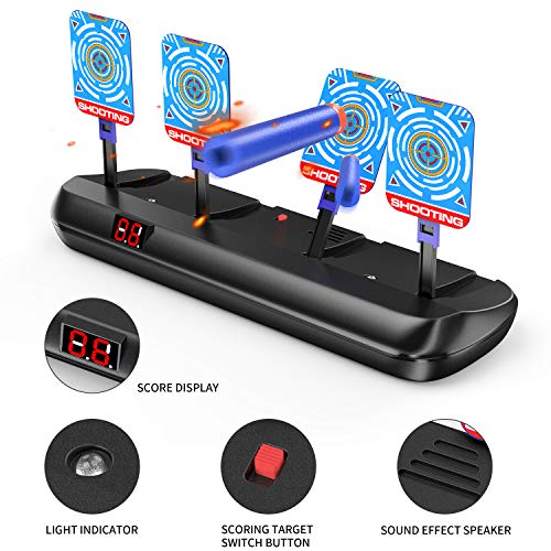 DG-Direct Upgraded Electric Scoring Auto Reset Shooting Digital Target for Nerf Guns Blaster Elite/Mega/Rival Series with 20 Pcs Refill Darts and 1 Hand Wrist Band and 1 Alternate Scoring Target.