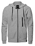 Youstar Fashion Hoodie Jacket with Contrast Zipper and Ribbed Details Gray Size S