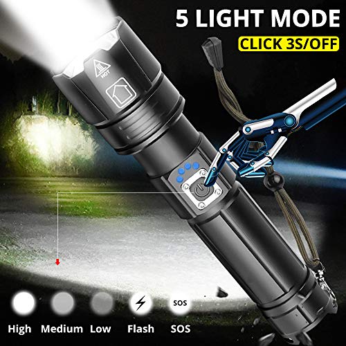 image for BESTSUN USB Rechargeable LED Flashlight, CREE XHP70.2 Powerful Flashli