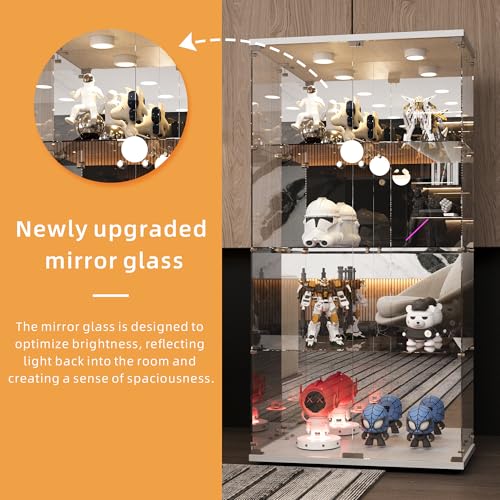 Image of LFT HUIMEI2Y 4-Tier Glass Cabinet with Mirror&LED, Display Case White