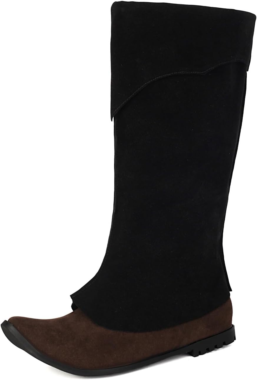 Men's Medieval Pirate Boots SuedeTube Knee High Boots for Renaissance Cosplay Halloween Costume