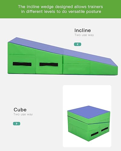 Miniatura 5 de Gymnastics Tumbling Mats Incline Mat Exercise Mat 48"x24", Folding Yoga Cheese Wedge Mat Gym Mats for Home Kids Gymnastics Mat