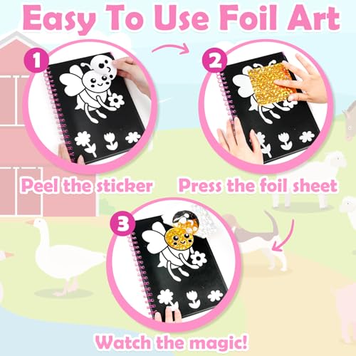 Image of FUNNYB&G Mess-Free Foil Art Craft for Girls Ages 4-10, Kids Birthday Gift
