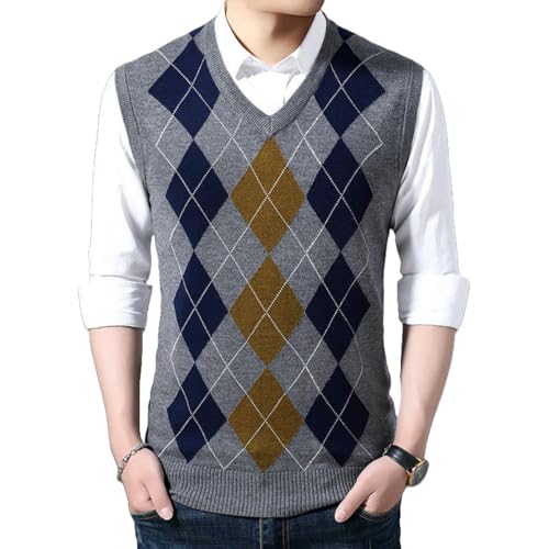 Automne hiver casual col V vest homme gilet basique en maille fine et confortable