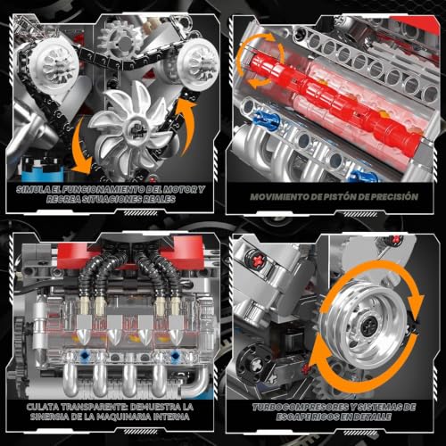 Mould King Bloques de Construcción Tecnología V8 Motor ...