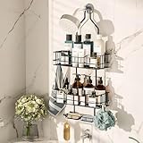 Organizador de Ducha Colgante para baño, Estante de Ducha Colgante de 3 Niveles con ganchos, Organizador de Baño...