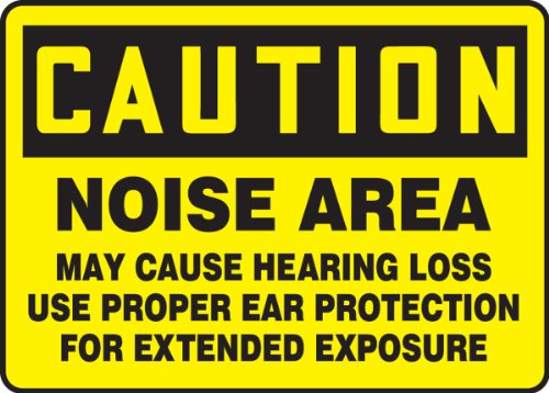Panneau Caution Noise Area en vinyle adhésif de 7x10 pouces pour zone bruyante