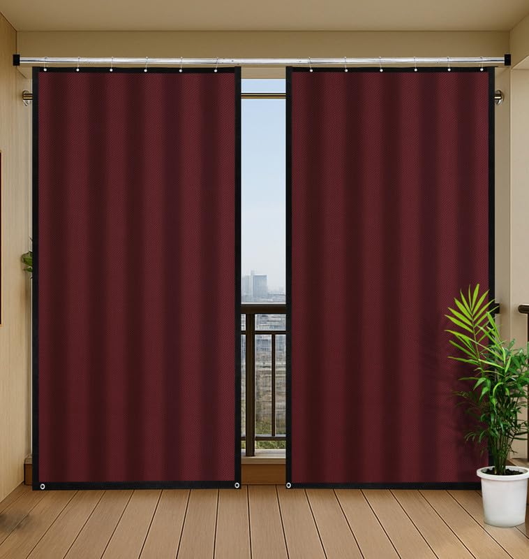 MetDeals Waterproof Polyester PU Coated with Polyester Webbing Curtains with Eyelet & J Hook Ring|Protection from Sun, Dust & Rain Ideal for Balcony, Door & Window(Wine 4.5x8 Ft,Piece of 1)-image-31