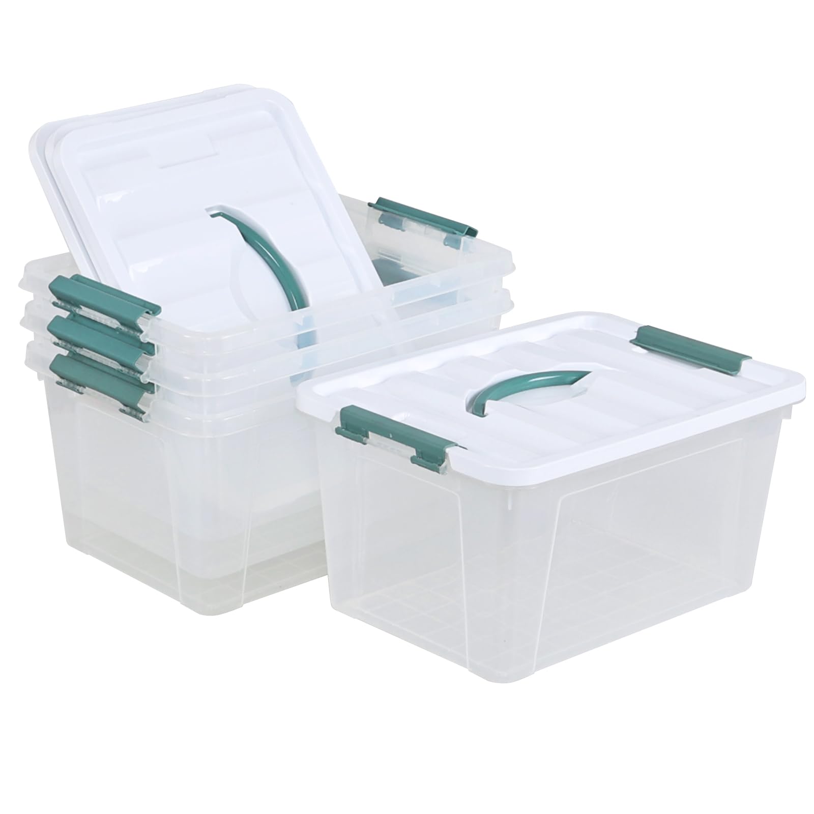 Gloreen Boîtes de Rangement en Plastique avec Couvercle, 10 L, Lot de 4
