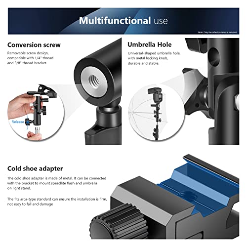 Neewer Photo Studio Heavy Duty Metal Clamp Holder And Cold Shoe Adapter For Clamping Reflector Or Mounting Speedlite Flash And Umbrella On Light Stand #TOP4