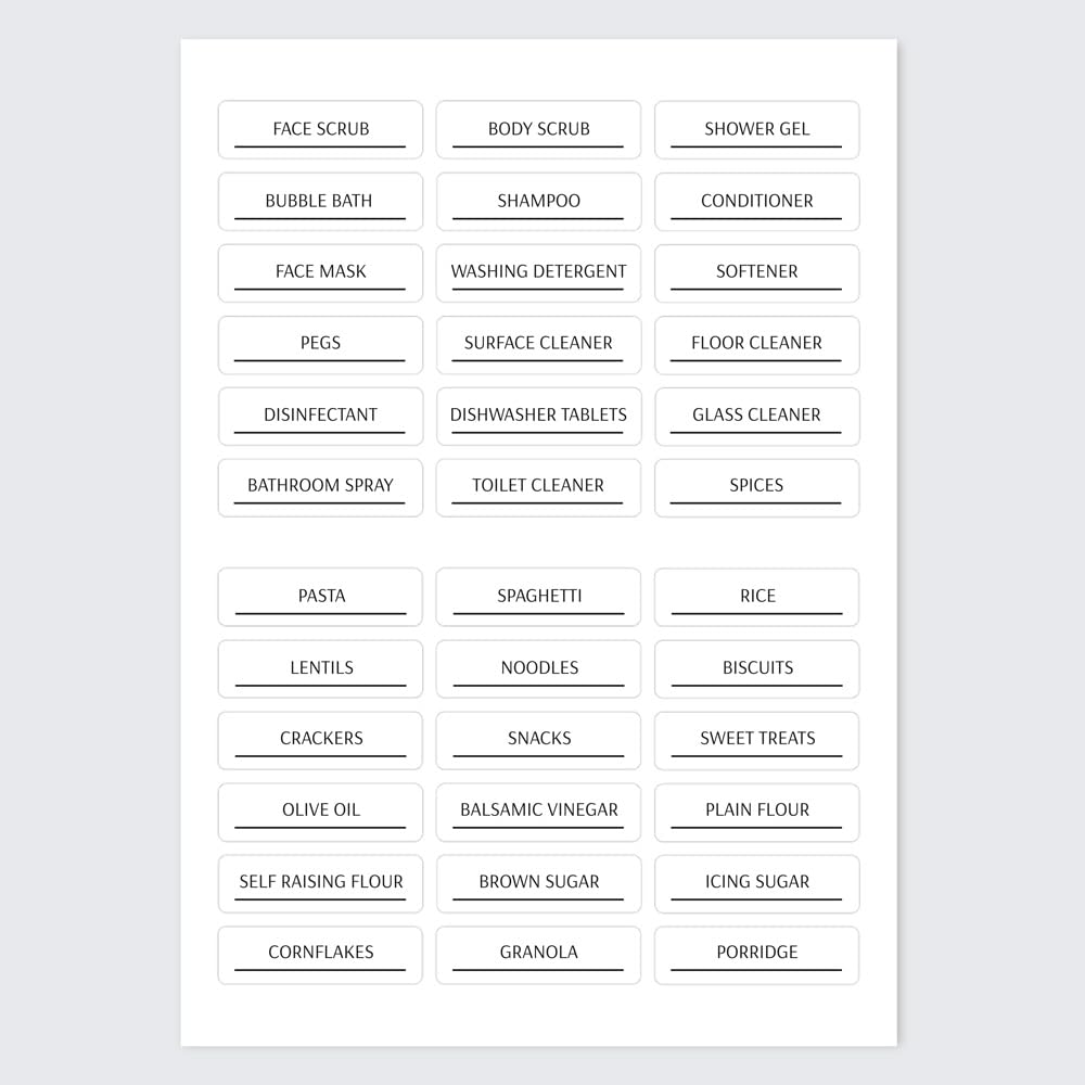36 Personalised Waterproof Pantry Labels – Minimalist Chic Kitchen Storage Container & Jar Stickers (Dishwasher & Freezer Safe)