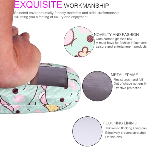 Image of ADBGV Cute Stylish Hard Shell Eyeglasses Cases Protective Case Storage Box With Glasses Cloth Eyeglass Strap for Girl Teen
