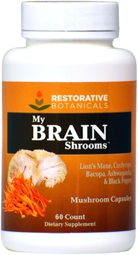 My Brain Shrooms, Melena de León, Cordyceps, Ashwagandha, Bacopa, Pimienta negra, Cuerpos veganosorgánicosfructíferos