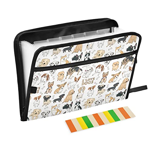 ドキュメントファイル ファイルケース 書類ホルダー 大容量 A4 犬柄 いぬがら ドッグ 動物 アニマル ファイルフォルダー 持ち運び ドキュメントケース 仕切り おしゃれ 人気 拡張式 撥水