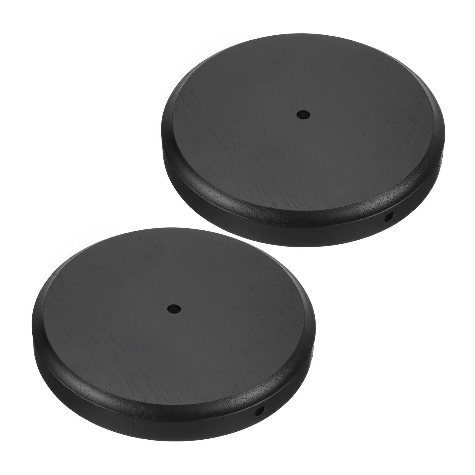 PATIKIL 8.75" x 1.2" Wooden Lamp Base, 2pcs Round Solid Wooden Base Wood Desk Lamp Display Stand Replacement for Bedroom Bedside Table Lamps DIY, Black