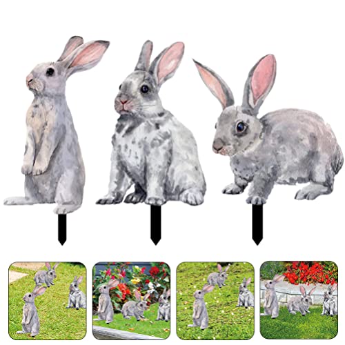 Hanabass 3Pcs Easter Bunny Garden Stake Outdoor Rabbit Lawn Sign For Spring Easter Holiday Decor #TOP2