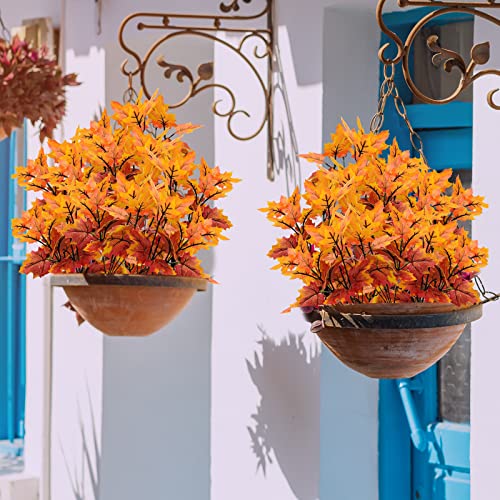 4 Bunches Artificial Autumn Decorations Maple Leaf Fake Plants Leave Stems for Fall Vase Decoration Indoor Home Shrubs Wedding Thanksgiving Party Fireplace Christmas - Image 4