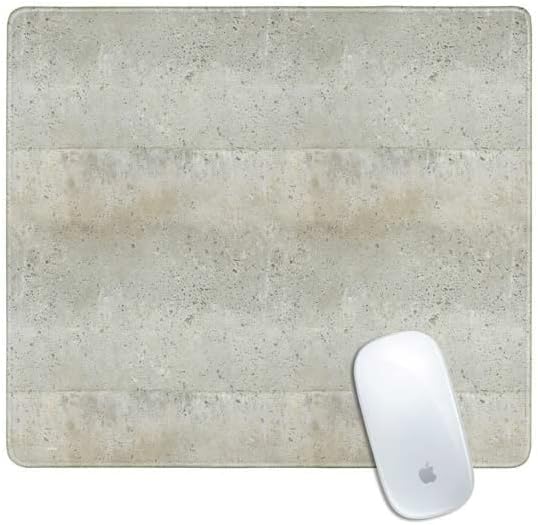 Skinit Small Gaming Mouse Pad - Natural White Concrete Design with Stitched Edges, Waterproof, Non-Slip Rubber Base, Desk Mat for Keyboard & Mouse, 12.6" x 11" inches
