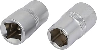 Aexit 1/2-inch Square Hand Operated Tools Drive 14mm 6 Point Socket Impact Adapter Silver Tone 2pcs Model:32as494qo108