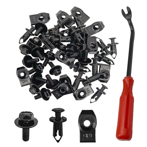 Bumper Fender Liner Push Retainer Fastener Rivet Clips Universal Style Engine Under Cover Splash Shield Guard Body Bolts Compatible with Most Brand of Vehicles (45PCS)