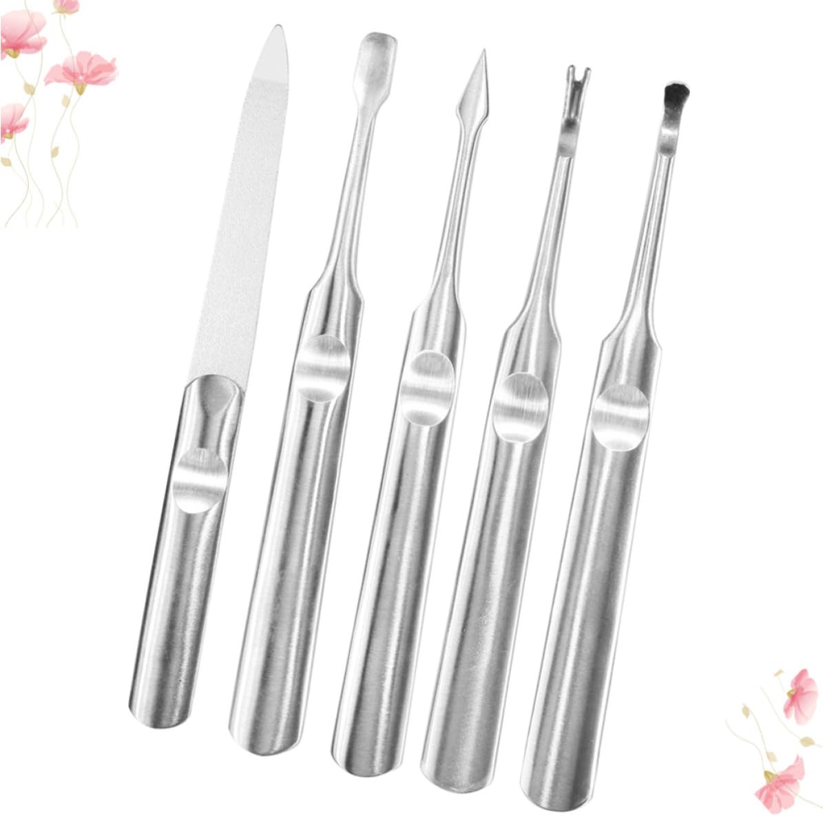 5pcs Stainless Steel Manicure Set Nail File and Cuticle Tools