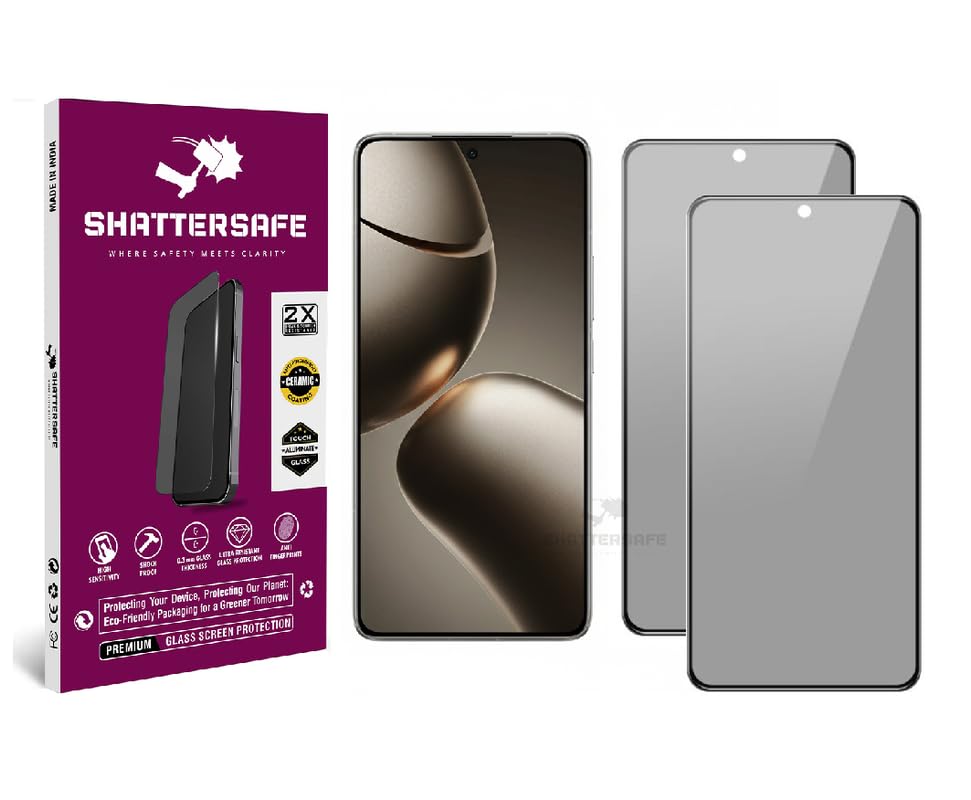 Image of Anti-Spy Privacy Tempered Glass Compatible For Xiaomi 14T Pro / 14T [Pack of 2]. 9H Hardness, Anti-Scratch, Edge-to-Edge Protection With Easy Installation Kit & Case Friendly Fit.