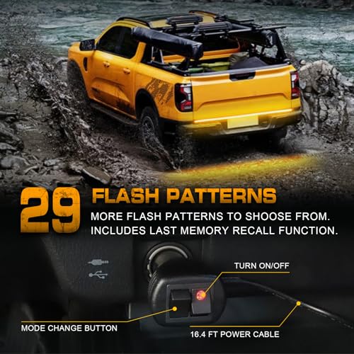 Image of XRIDONSEN 48 inch 288 LED Tailgate Strobe Lights Amber Emergency Lights