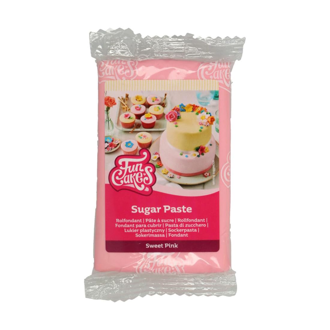FunCakes Sugar Paste Sweet Pink, Easy to Use, Smooth, Flexible, Soft and Pliable, Perfect for Cake Decorating, Halal, Kosher and Gluten Free, 250 g