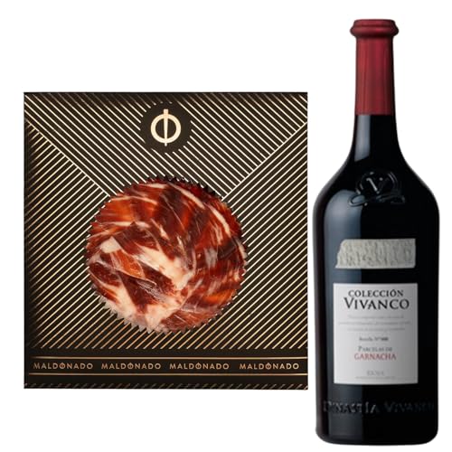 Pack Vino Rioja - Jamón de Bellota 100% Ibérico Maldonado Cortado a Mano 100g + Vino Tinto Colección Vivanco Parcelas de Garnacha 75cl