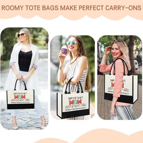 Image of Gifts for Mom from Daughter Son, New Step Bonus Mom Birthday Cool Gifts for Mama Mammy, Mother Shopping Canvas Tote Bag