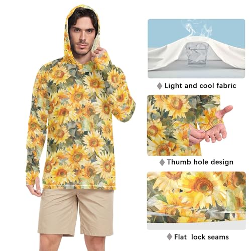 Beauty Sunflower Neutral Sun Shirts Hoodies for Men Long Sleeve Sailing Rash Guard Swim Shirt UPF 50+ S4