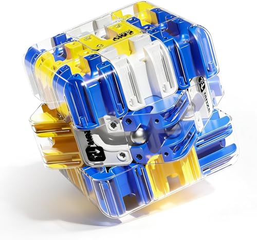 Image of 3D Maze Cube Puzzle Game for Kids & Adults | Large Labyrinth Ball Brain Teaser Toy | Educational Learning Toy for Logical Thinking | Sensory Mind Game | Durable Cube Gift (Blue & Yellow)