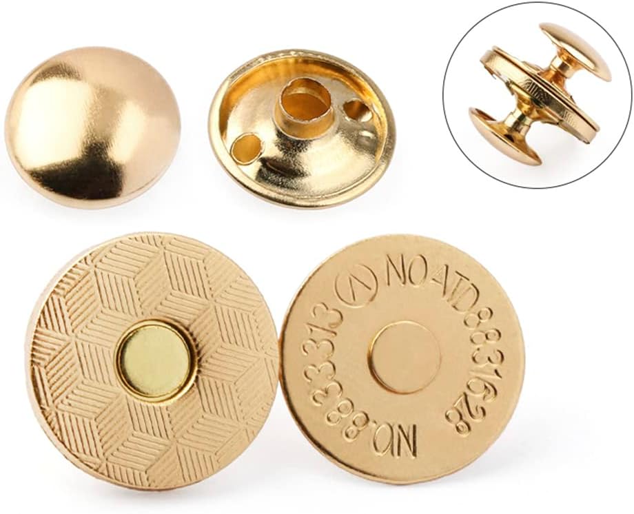 MAHAVIMOKSA 40Sets 18mm Thin Style Magnetic Button Snaps Double Rivet Closures Round Clasp Stud Button for DIY Craft Sewing Bag Purse Leather Clothing Scrapbooking (Mixed 4 Colors)
