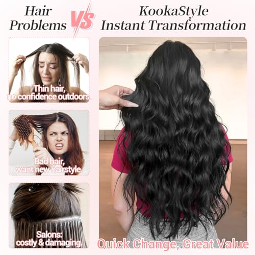 Image of KooKaStyle Wavy Thick Clip in Hair Extensions 24 inch Ash Blonde Balayage